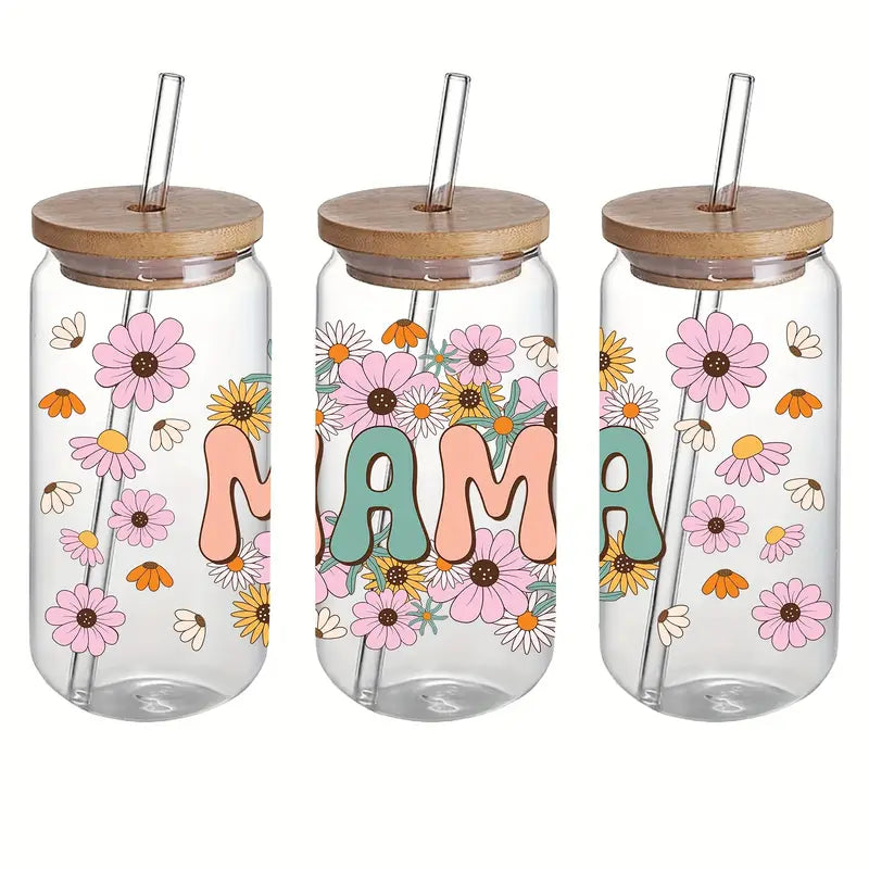Gobelet en verre - Mama floral