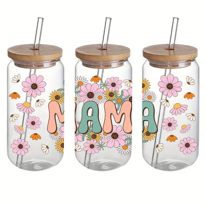 Gobelet en verre - Mama floral